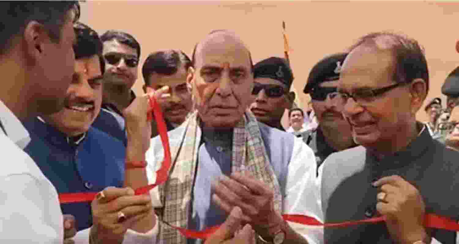 Defence Minister Rajnath Singh at a three-day Unnat Krishi Mela in Raisen, Madhya Pradesh, on Saturday. Defence Minister Rajnath Singh at a three-day Unnat Krishi Mela in Raisen, Madhya Pradesh, on Saturday.