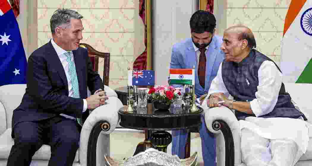 Defence Minister Rajnath Singh during a meeting with Australian Deputy Prime Minister and Defence Minister Richard Marles, in New Delhi. Defence Minister Rajnath Singh during a meeting with Australian Deputy Prime Minister and Defence Minister Richard Marles, in New Delhi.