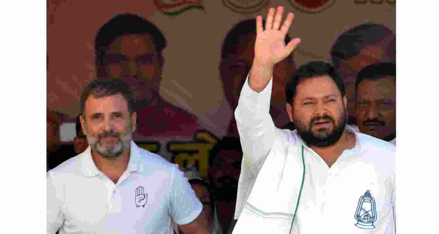 Rahul Gandhi and Tejashwi Yadav. Rahul Gandhi and Tejashwi Yadav.