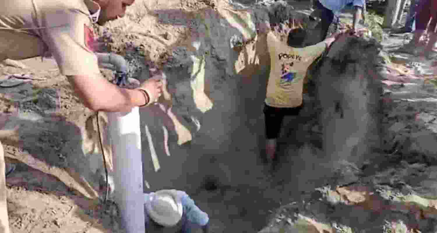 Rescue personnel conduct an operation after a child fell into a borewell in Hoshiarpur district, Punjab. Rescue personnel conduct an operation after a child fell into a borewell in Hoshiarpur district, Punjab.