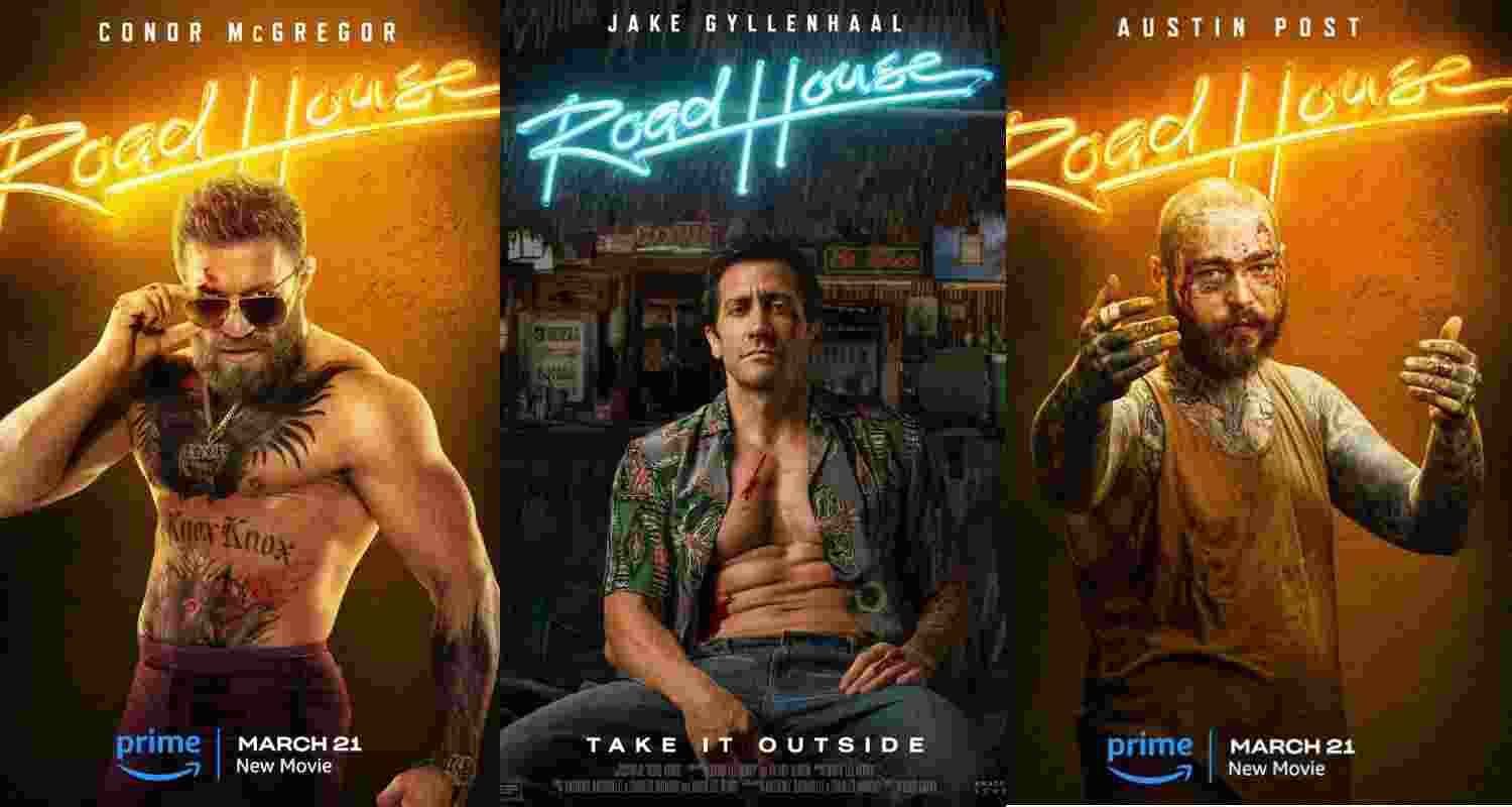Posters of the upcoming movie Road House featuring Jake Gyllenhaal, Conor McGregor and Post Malone. Posters of the upcoming movie Road House featuring Jake Gyllenhaal, Conor McGregor and Post Malone.