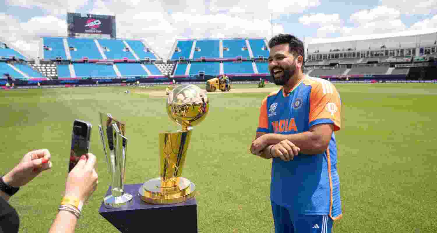 Rohit Sharma during an interview at the newly built pitch in New York. Rohit Sharma during an interview at the newly built pitch in New York.