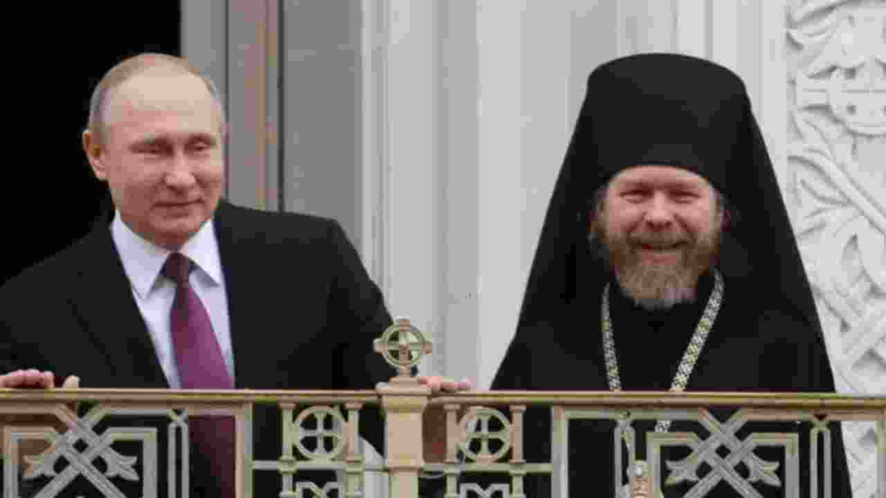 Russian President Vladimir Putin with Tikhon Shevkunov, senior priest in Russia's Orthodox Church. Image: X Russian President Vladimir Putin with Tikhon Shevkunov, senior priest in Russia's Orthodox Church. Image: X