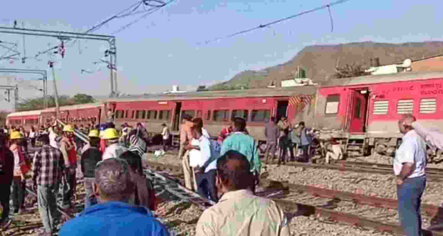 Rescue operations undergoing after four coaches of the Sabarmati-Agra superfast train derailed near the Ajmer station on Monday morning. Rescue operations undergoing after four coaches of the Sabarmati-Agra superfast train derailed near the Ajmer station on Monday morning.