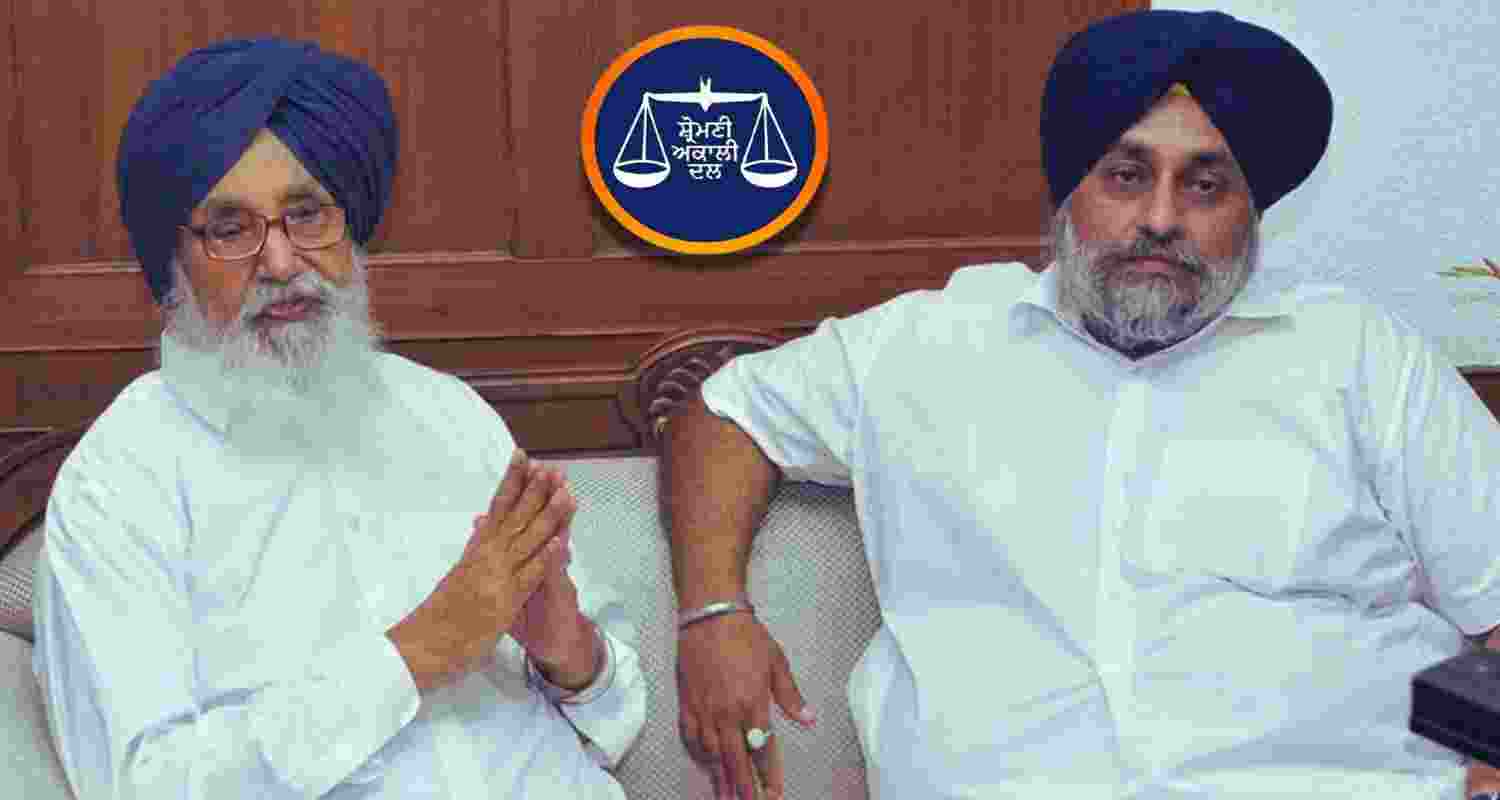 Prakash Singh Badal (left), and Sukhbir Singh Badal. Prakash Singh Badal (left), and Sukhbir Singh Badal.