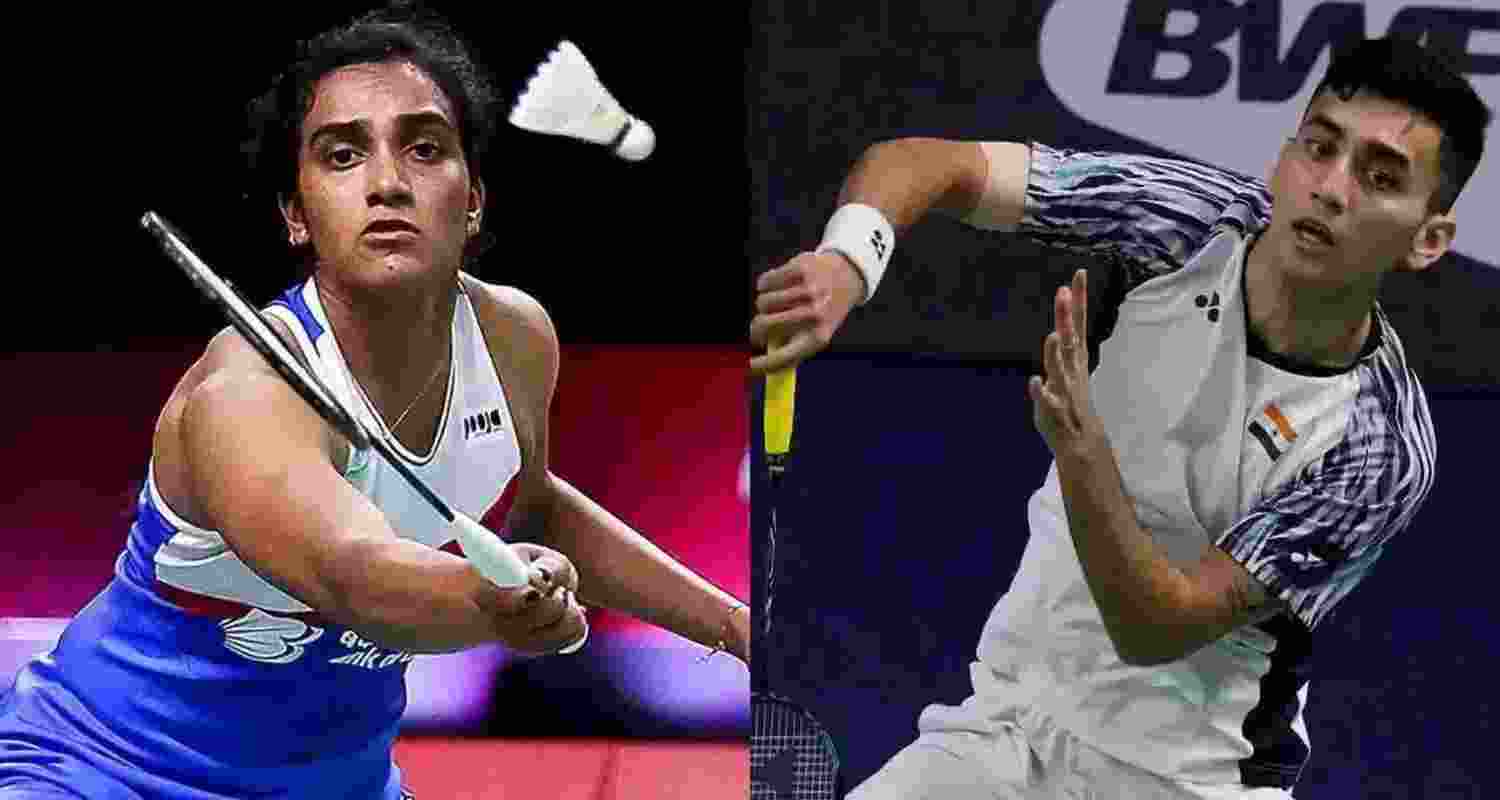 PV Sindhu and (right) Lakshya Sen both registered straight-game victories. PV Sindhu and (right) Lakshya Sen both registered straight-game victories.