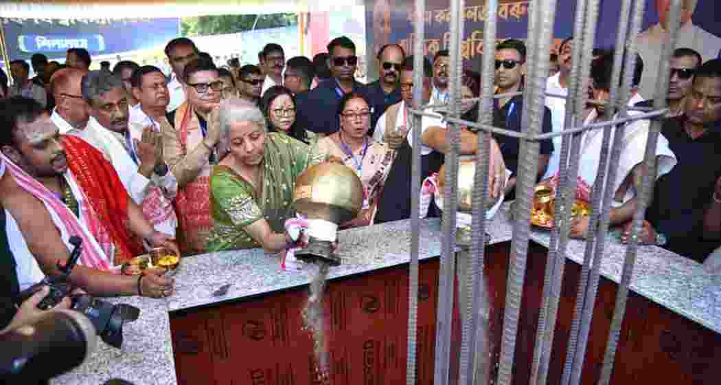 Nirmala Sitharaman lays the foundation stone of Swahid Kanaklata Barua State University in Gohpur, launching Assam’s ₹415-crore project aimed at expanding advanced technical and vocational education. Nirmala Sitharaman lays the foundation stone of Swahid Kanaklata Barua State University in Gohpur, launching Assam’s ₹415-crore project aimed at expanding advanced technical and vocational education.