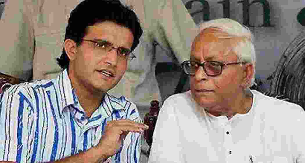 A file photo of Sourav Ganguly with Buddhadeb Bhattacharjee. A file photo of Sourav Ganguly with Buddhadeb Bhattacharjee.