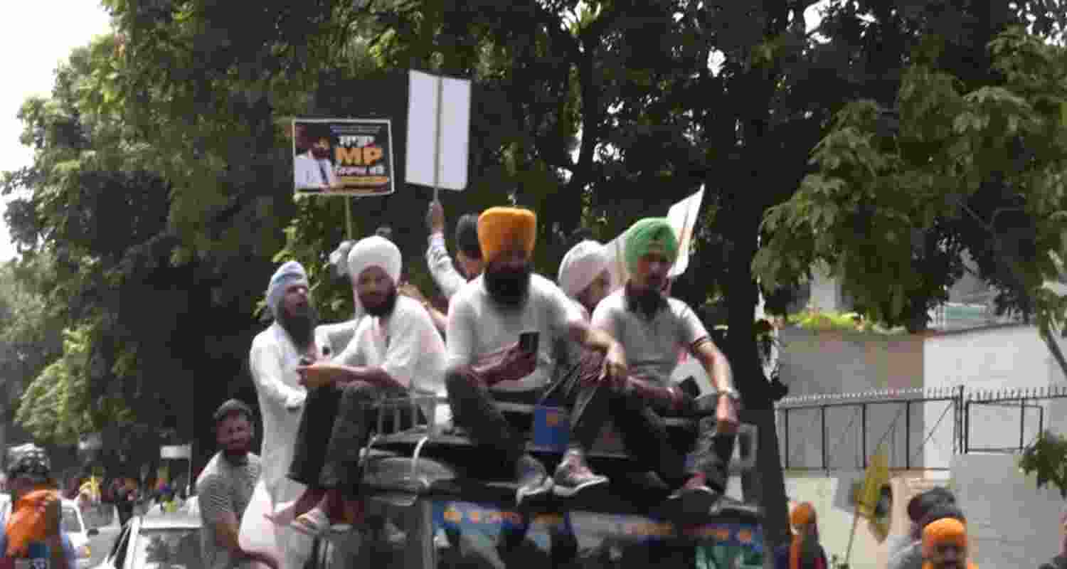 Supporters of Waris Punjab de protest in Chandigarh Supporters of Waris Punjab de protest in Chandigarh