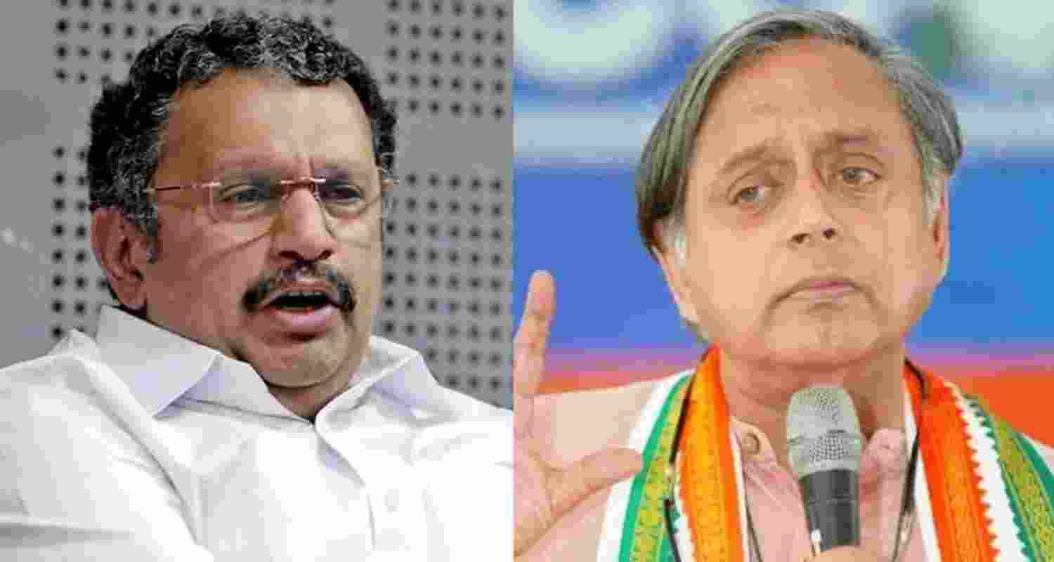 Congress leaders K Muraleedharan and Shashi Tharoor. Congress leaders K Muraleedharan and Shashi Tharoor.