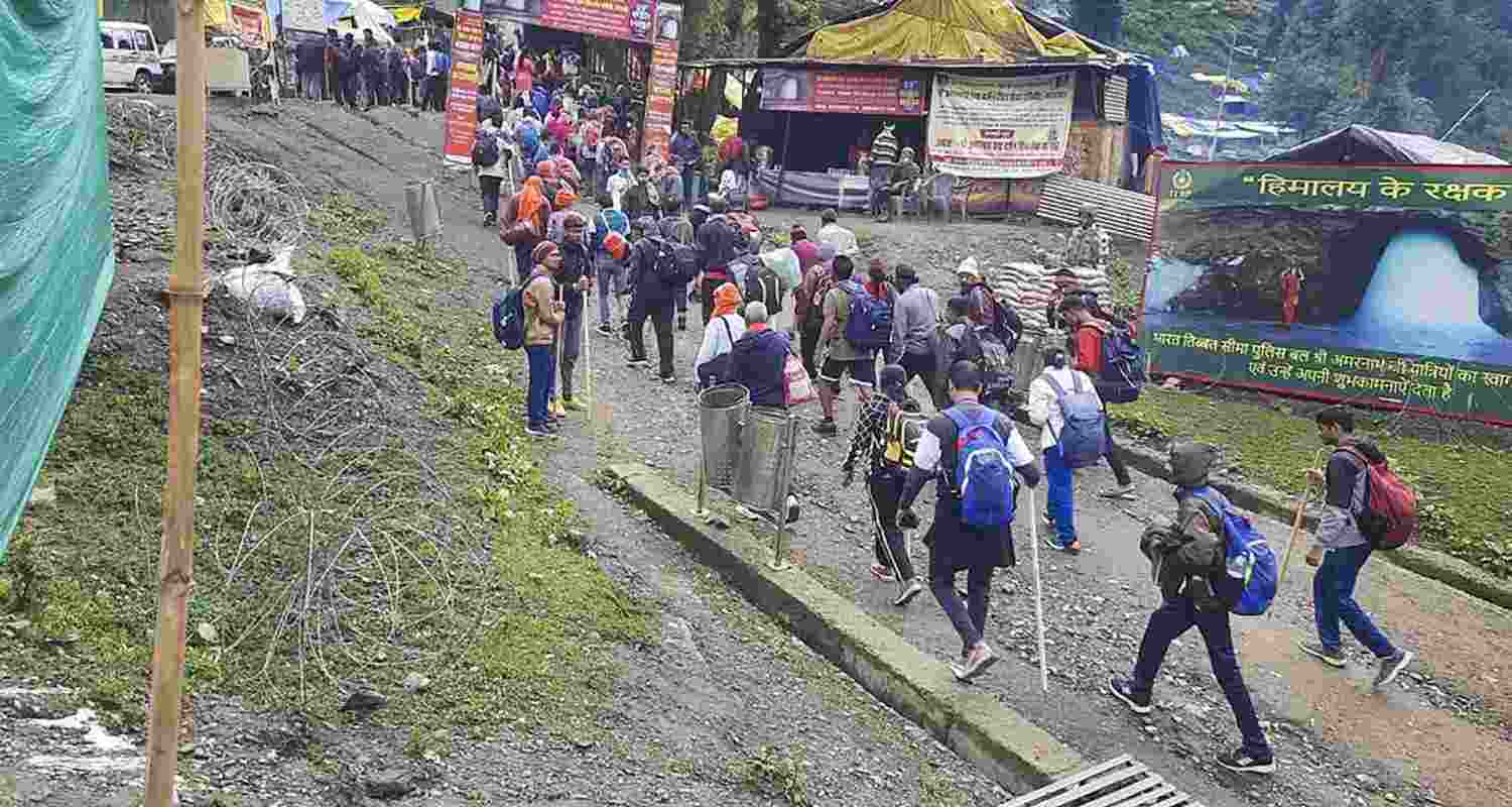 The third batch of 6,400 devotees leaves the Jammu base camp on the second day of Amarnath Yatra in two separate convoys on Friday to join the holy pilgrimage to Amarnath cave shrine in south Kashmir. The third batch of 6,400 devotees leaves the Jammu base camp on the second day of Amarnath Yatra in two separate convoys on Friday to join the holy pilgrimage to Amarnath cave shrine in south Kashmir.