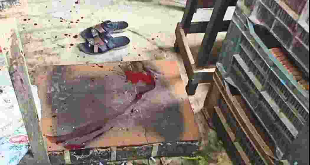 Scene from the murder spot in Naihati, where TMC leader Ashok Shaw was shot dead during the Bengal by-elections. Scene from the murder spot in Naihati, where TMC leader Ashok Shaw was shot dead during the Bengal by-elections.