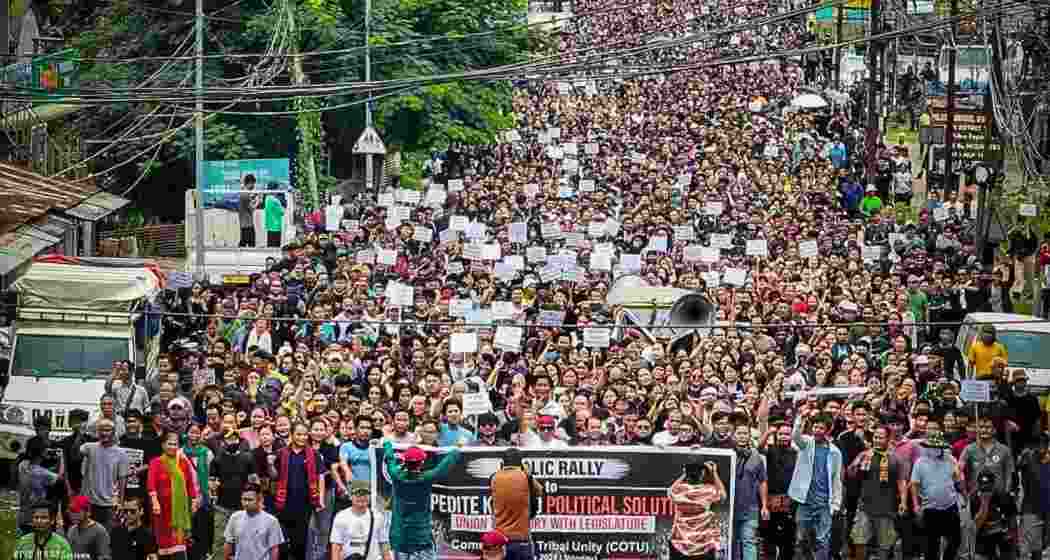 Kuki-Zo community members rally in August 2024, demanding justice for the victims and calling for a separate tribal administration, as tensions continue in Manipur. File photo. Kuki-Zo community members rally in August 2024, demanding justice for the victims and calling for a separate tribal administration, as tensions continue in Manipur. File photo.