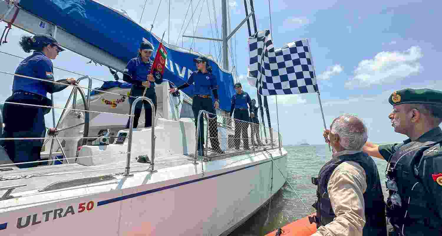 India's all-women tri-services sailing voyage begins India's all-women tri-services sailing voyage begins