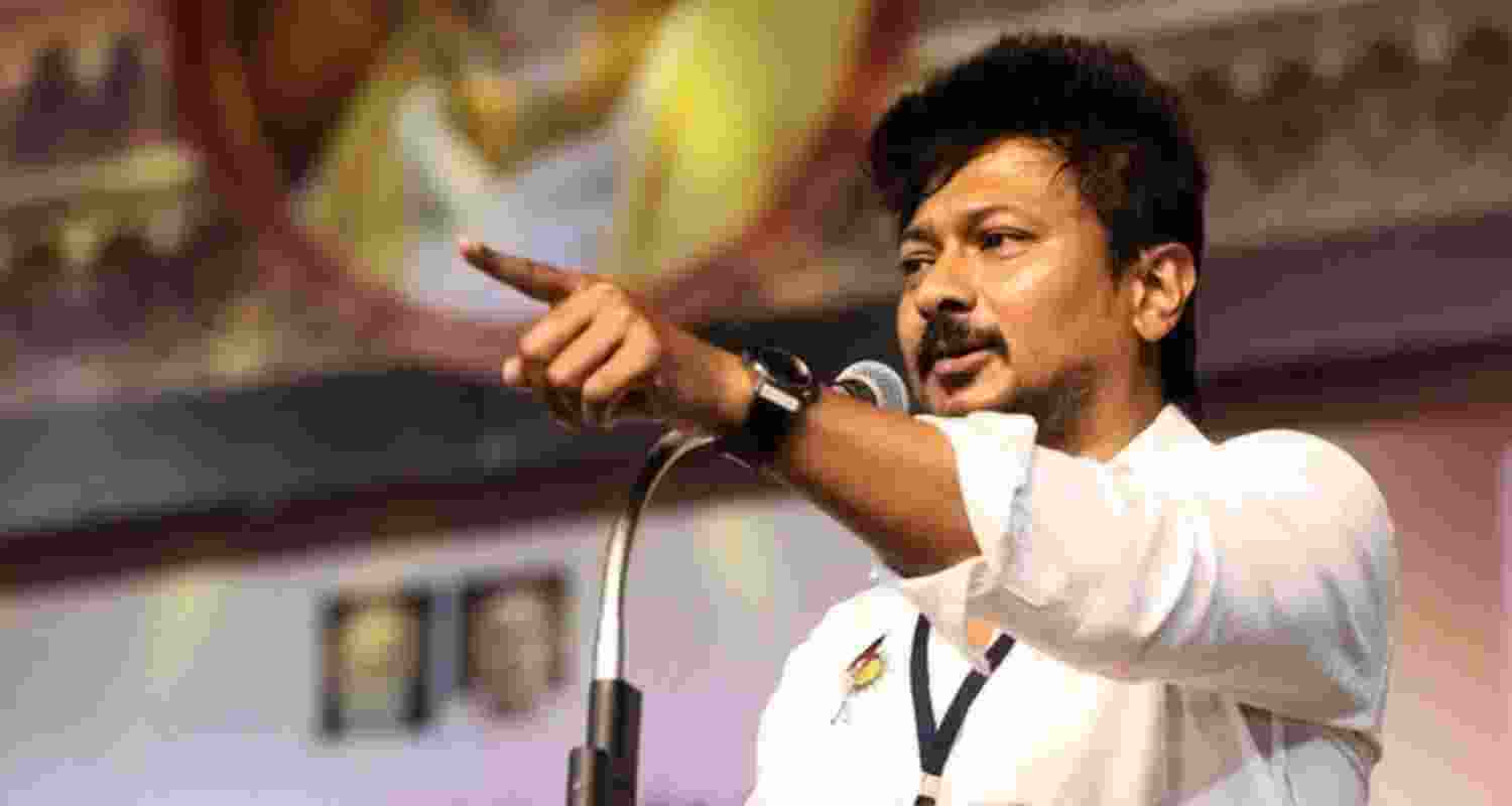 Udhayanidhi Stalin during a public gathering. Udhayanidhi Stalin during a public gathering.