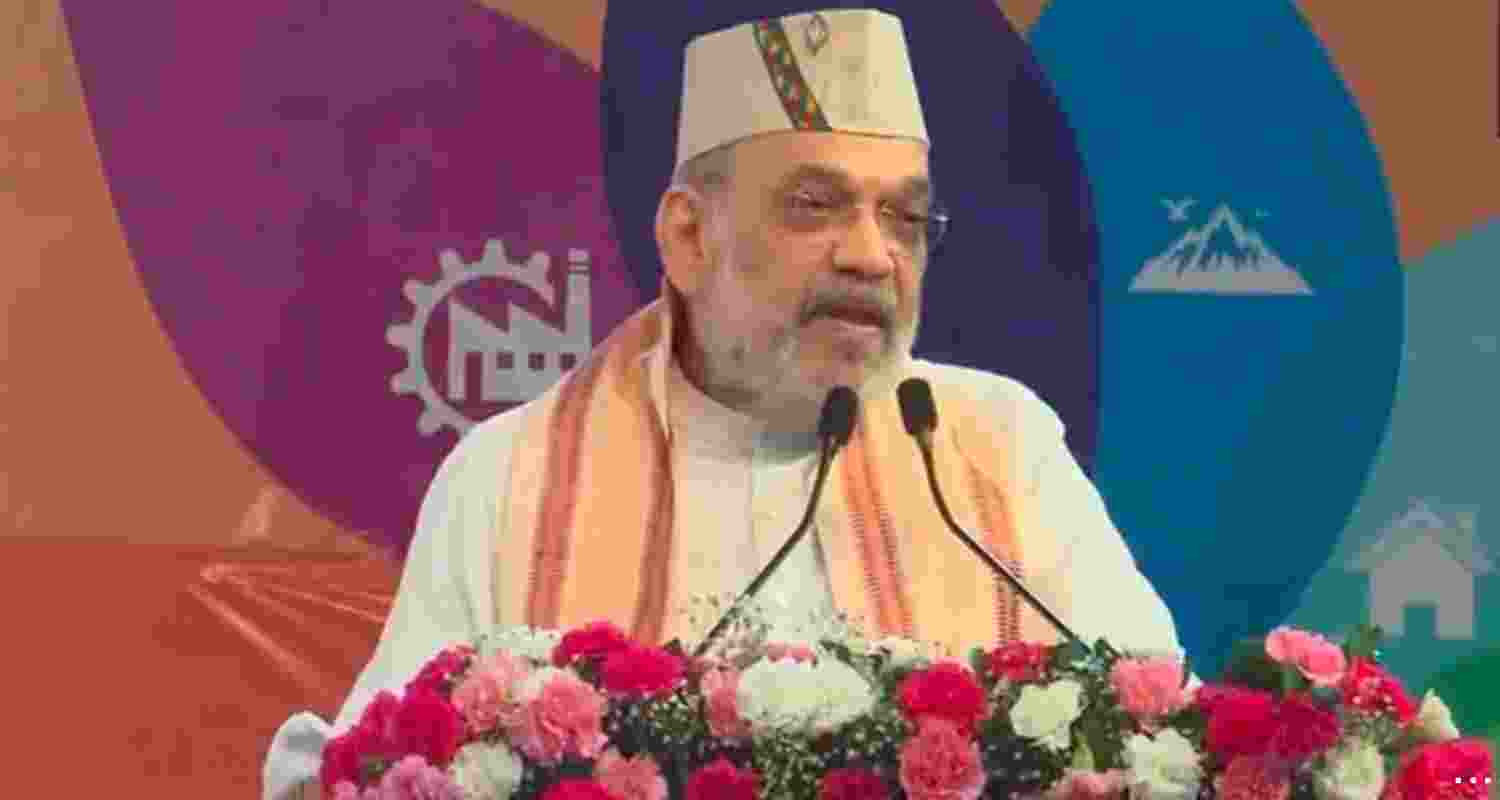 Union Home Minister Amit Shah addressing a gathering during his visit to Uttarakhand on Saturday. Union Home Minister Amit Shah addressing a gathering during his visit to Uttarakhand on Saturday.
