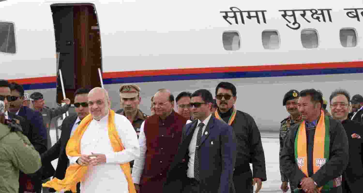 Union Home Minister Amit Shah arrives in Ladakh Union Home Minister Amit Shah arrives in Ladakh