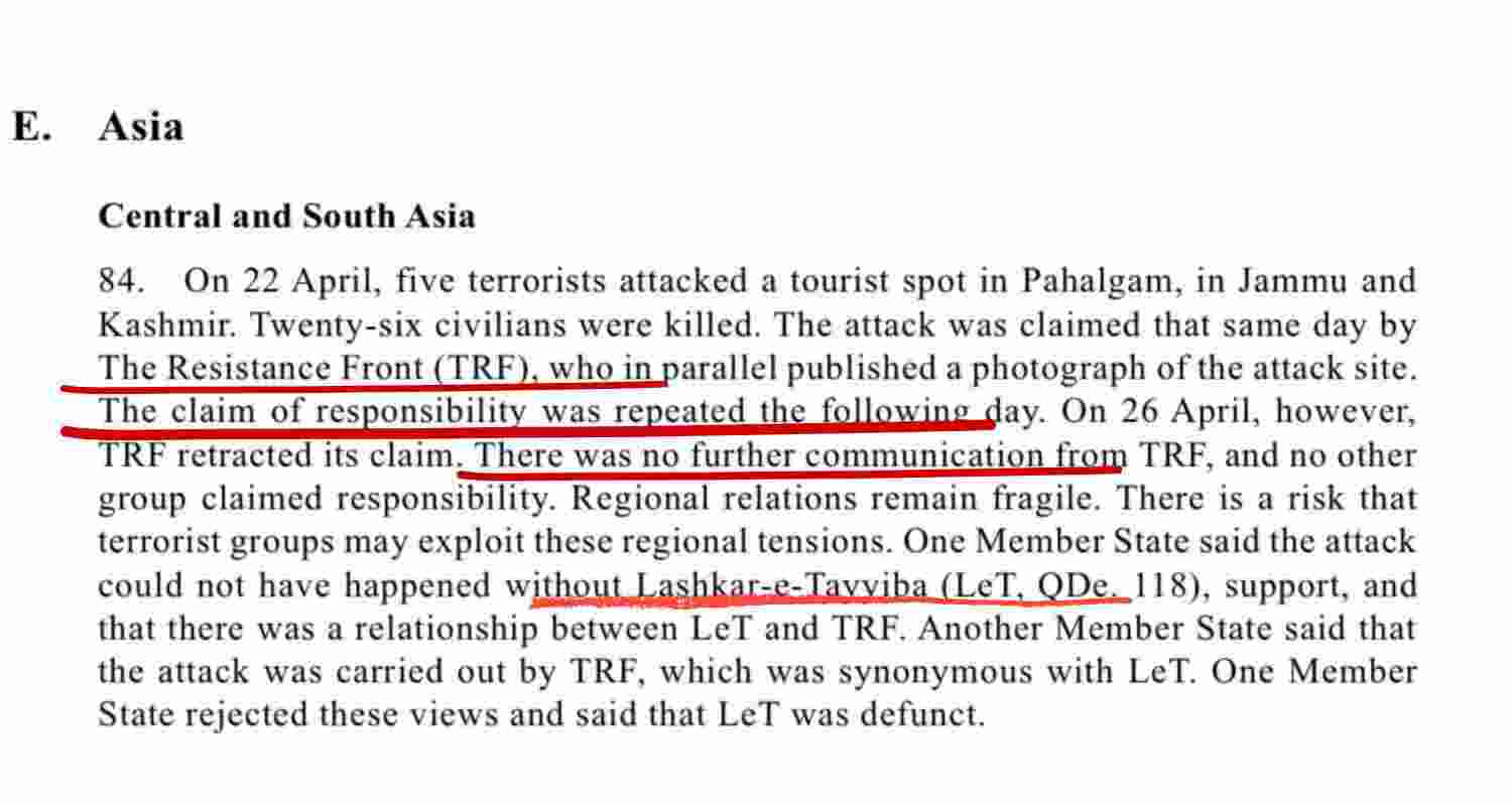 UNSC mentions TRF, LeT in Pahalgam terror attack report UNSC mentions TRF, LeT in Pahalgam terror attack report