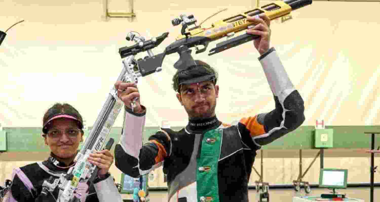 Indian rifle shooters Sonam Uttam Maskar and Himanshu Dhillon. Indian rifle shooters Sonam Uttam Maskar and Himanshu Dhillon.