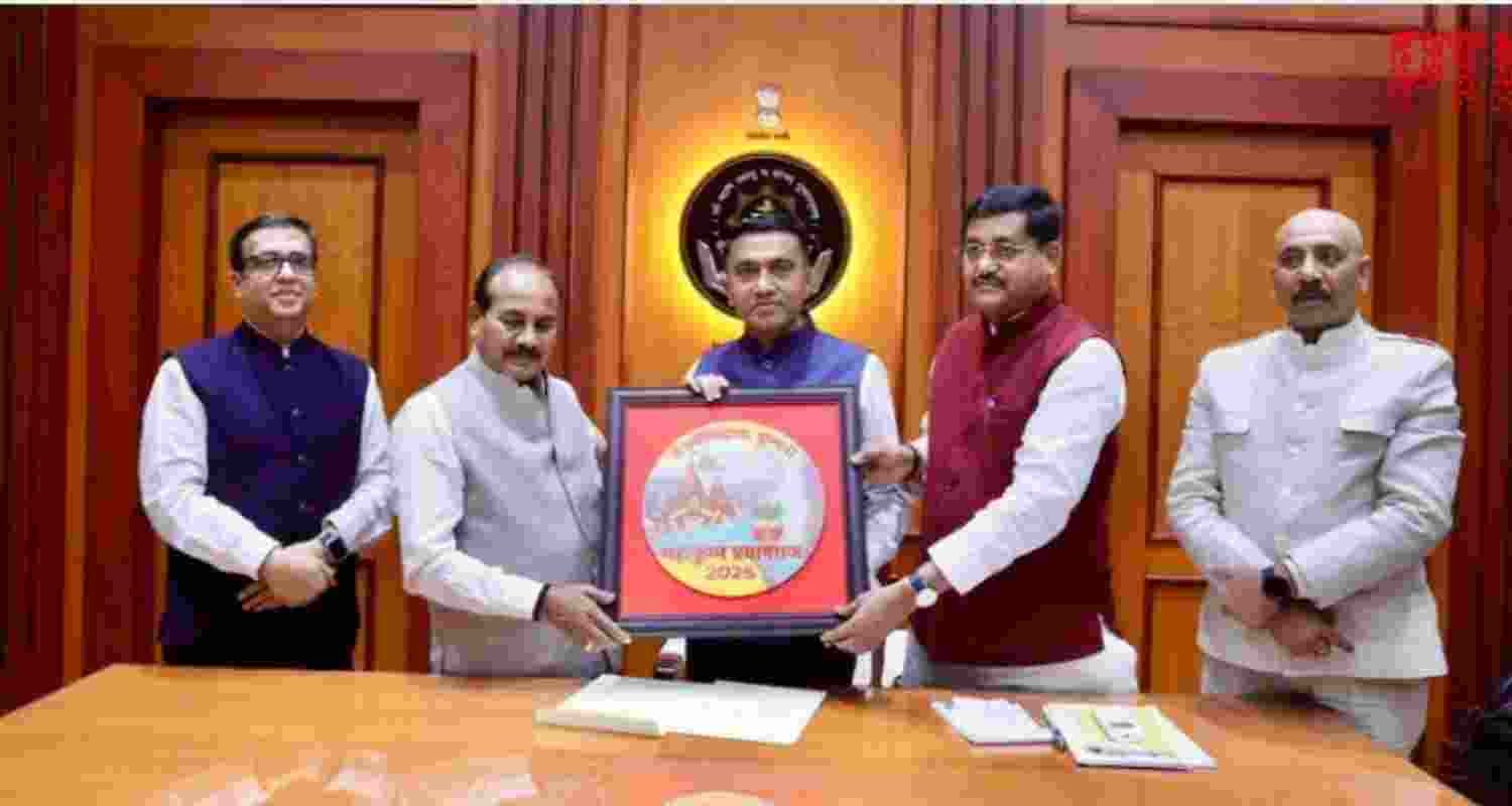 Uttar Pradesh Minister Ramkesh Nishad met Goa CM Pramod Sawant (Centre) on Thursday to extend him an invitation to attend Mahakumbh 2025 to be held between January 13 and February 26, 2025, to be held at the Triveni Sangam at Prayagraj. Uttar Pradesh Minister Ramkesh Nishad met Goa CM Pramod Sawant (Centre) on Thursday to extend him an invitation to attend Mahakumbh 2025 to be held between January 13 and February 26, 2025, to be held at the Triveni Sangam at Prayagraj.