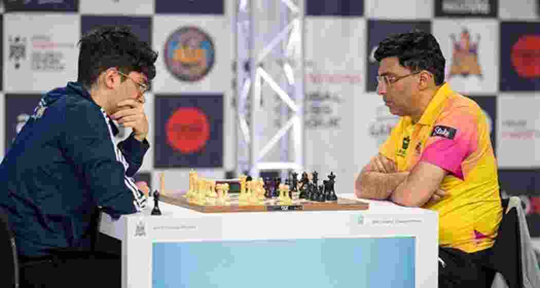 Viswanathan Anand in a match for his team Ganges Grandmasters. Image taken from GCL official. Viswanathan Anand in a match for his team Ganges Grandmasters. Image taken from GCL official.