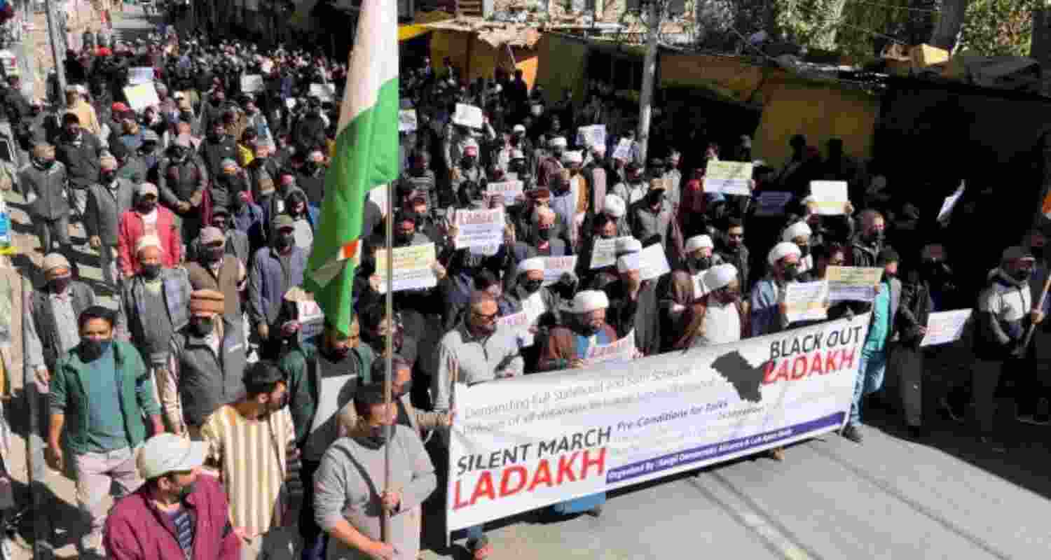 Leh faces curbs, internet ban, Kargil holds silent march Leh faces curbs, internet ban, Kargil holds silent march