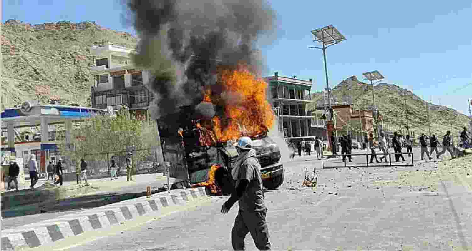 The statehood movement in Ladakh turned into violence, arson, and street clashes in Leh on Wednesday. The statehood movement in Ladakh turned into violence, arson, and street clashes in Leh on Wednesday.