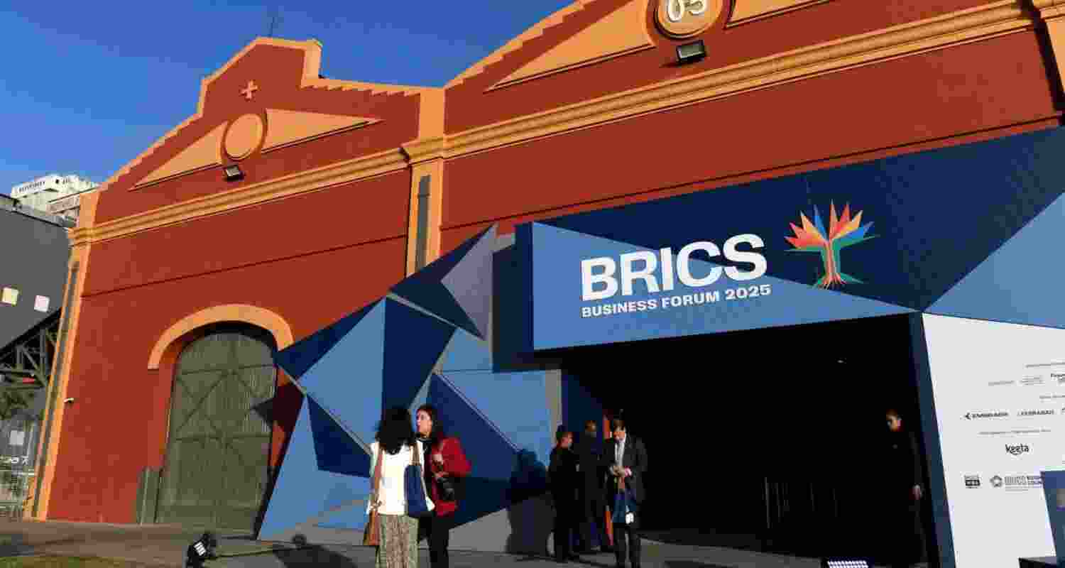 Attendees outside the BRICS Business Forum in Rio de Janeiro in Brazil Attendees outside the BRICS Business Forum in Rio de Janeiro in Brazil