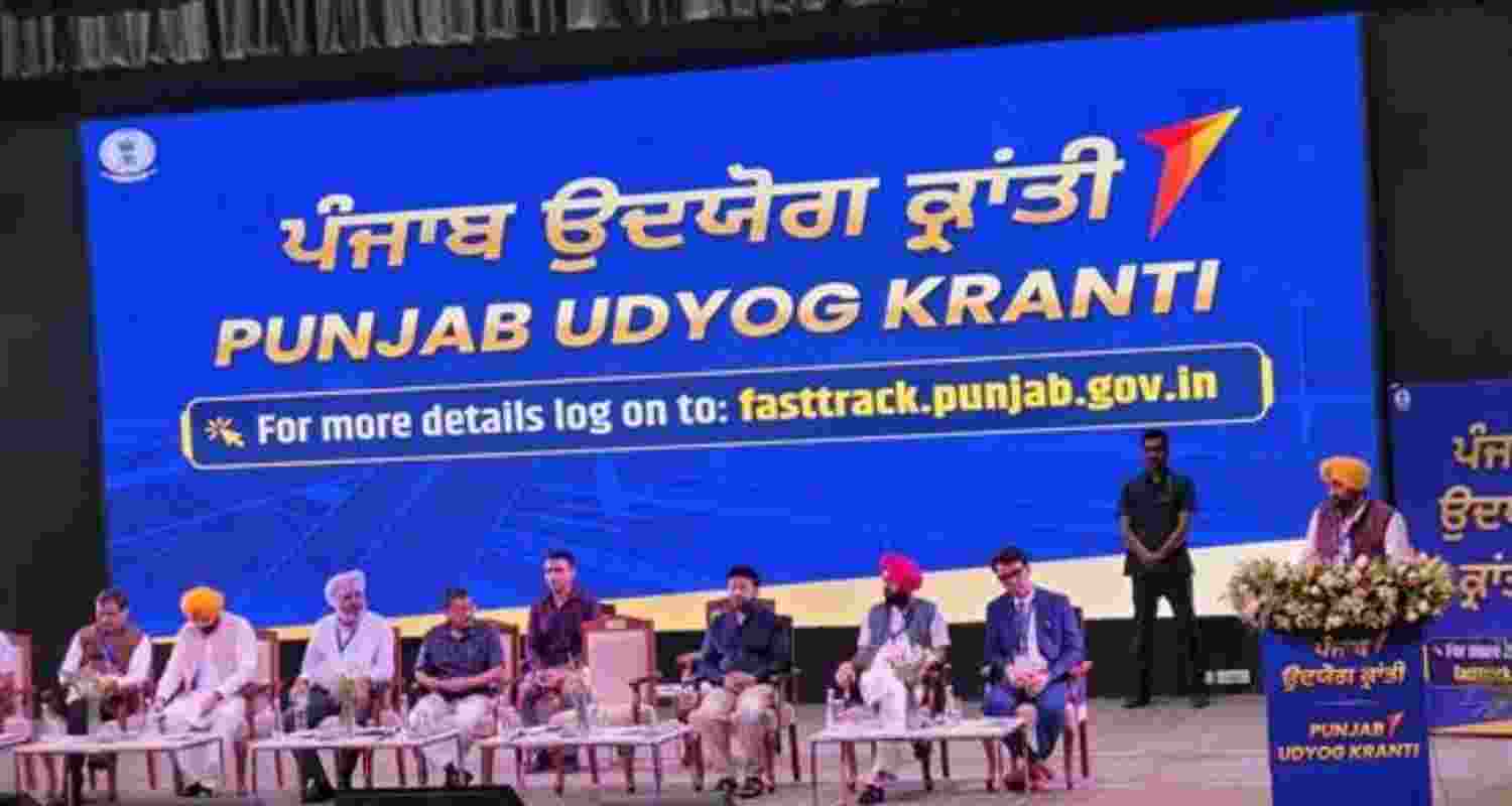 Punjab CM Bhagwant Singh Mann, AAP supremo Arvind Kejriwal and others at the 'Fast Track Punjab Portal' launch in Mohali Punjab CM Bhagwant Singh Mann, AAP supremo Arvind Kejriwal and others at the 'Fast Track Punjab Portal' launch in Mohali