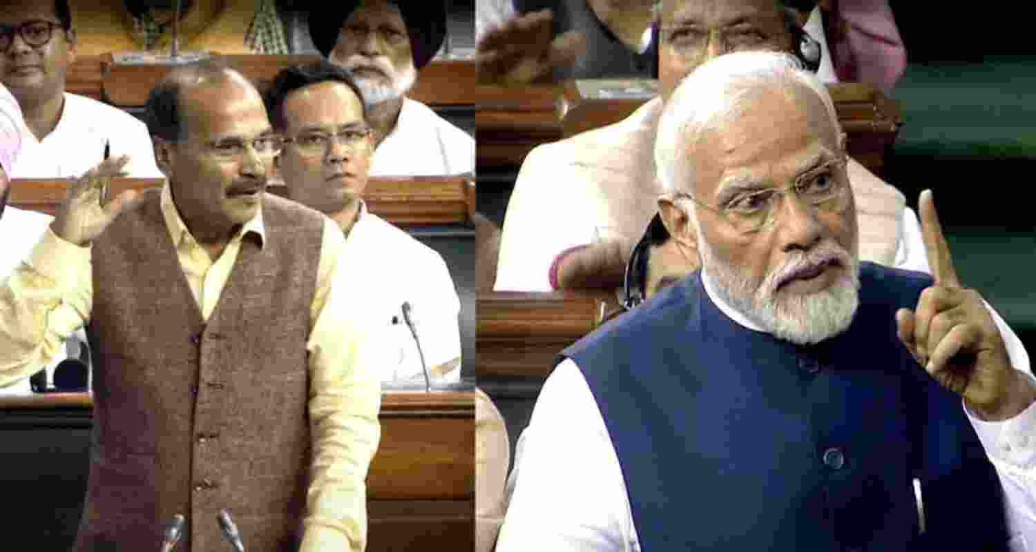 Congress Leader Adhir Chowdhury and Prime Minister Narendra Modi. Image for representative use only. Congress Leader Adhir Chowdhury and Prime Minister Narendra Modi. Image for representative use only.