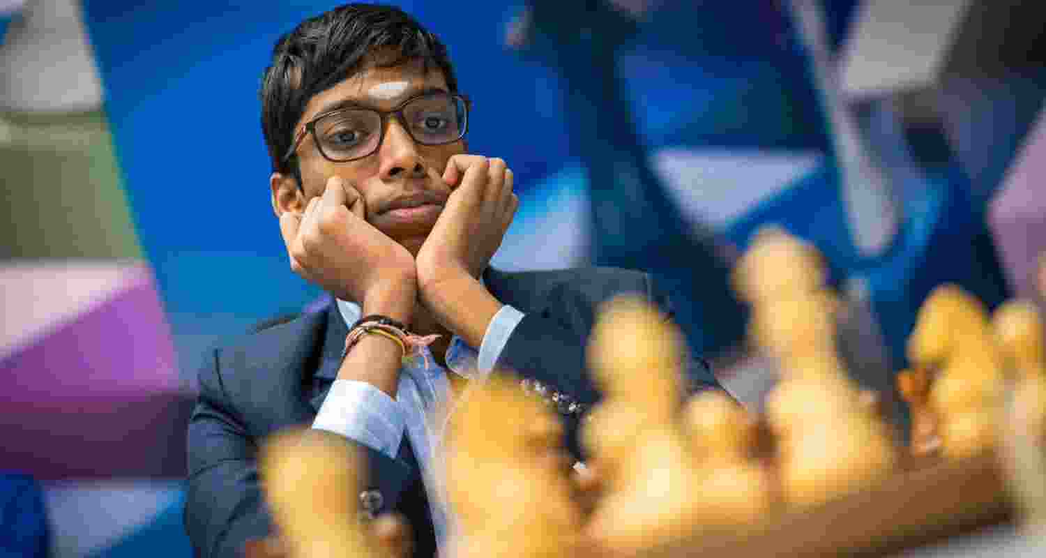 R Praggnanandhaa playing. Image X. R Praggnanandhaa playing. Image X.