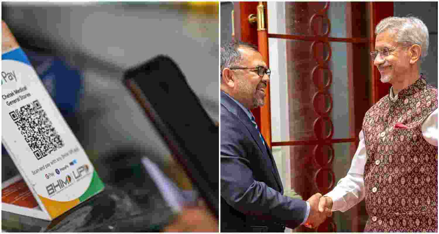 (R) EAM Jaishankar with Maldives Foreign Minister Moosa Zameer in Male. (R) EAM Jaishankar with Maldives Foreign Minister Moosa Zameer in Male.