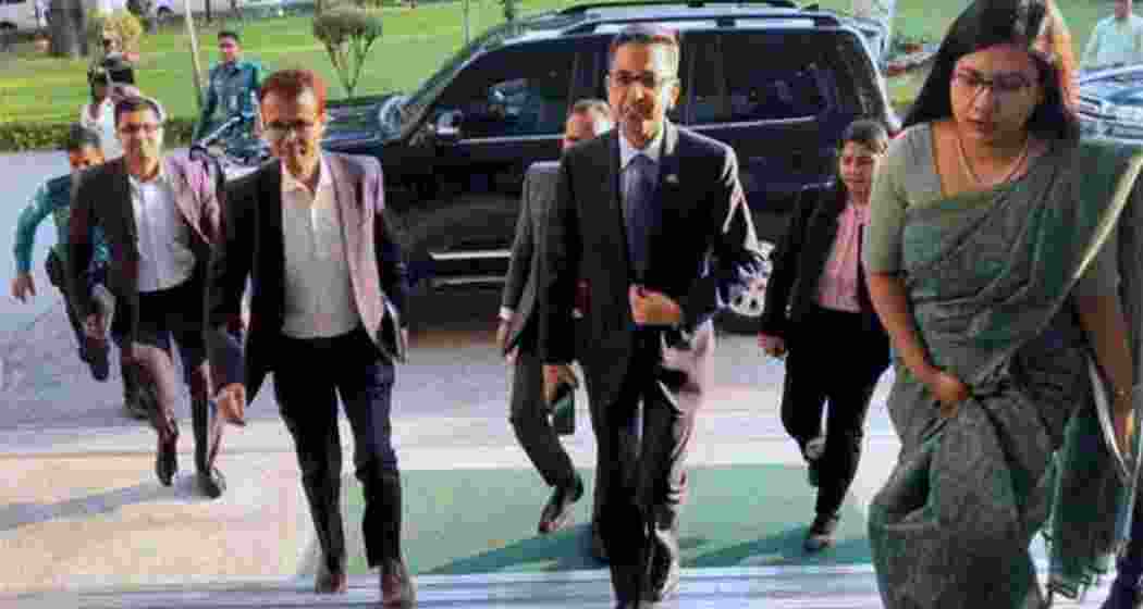 Indian High Commissioner Pranay Verma enters Bangladesh’s Ministry of Foreign Affairs in Dhaka on Tuesday for a crucial meeting. Indian High Commissioner Pranay Verma enters Bangladesh’s Ministry of Foreign Affairs in Dhaka on Tuesday for a crucial meeting.