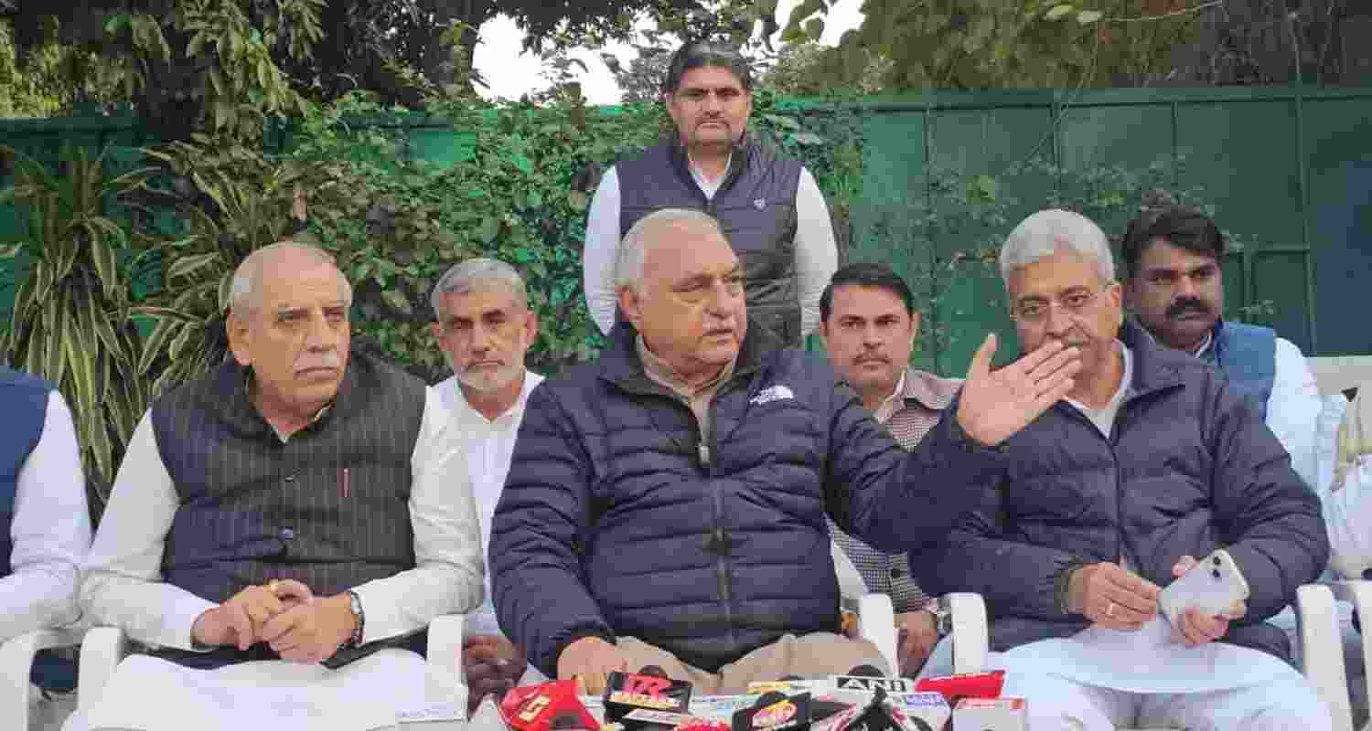 Former Chief Minister and Leader of the Opposition Bhupinder Singh Hooda along with other Congress leaders. Former Chief Minister and Leader of the Opposition Bhupinder Singh Hooda along with other Congress leaders.
