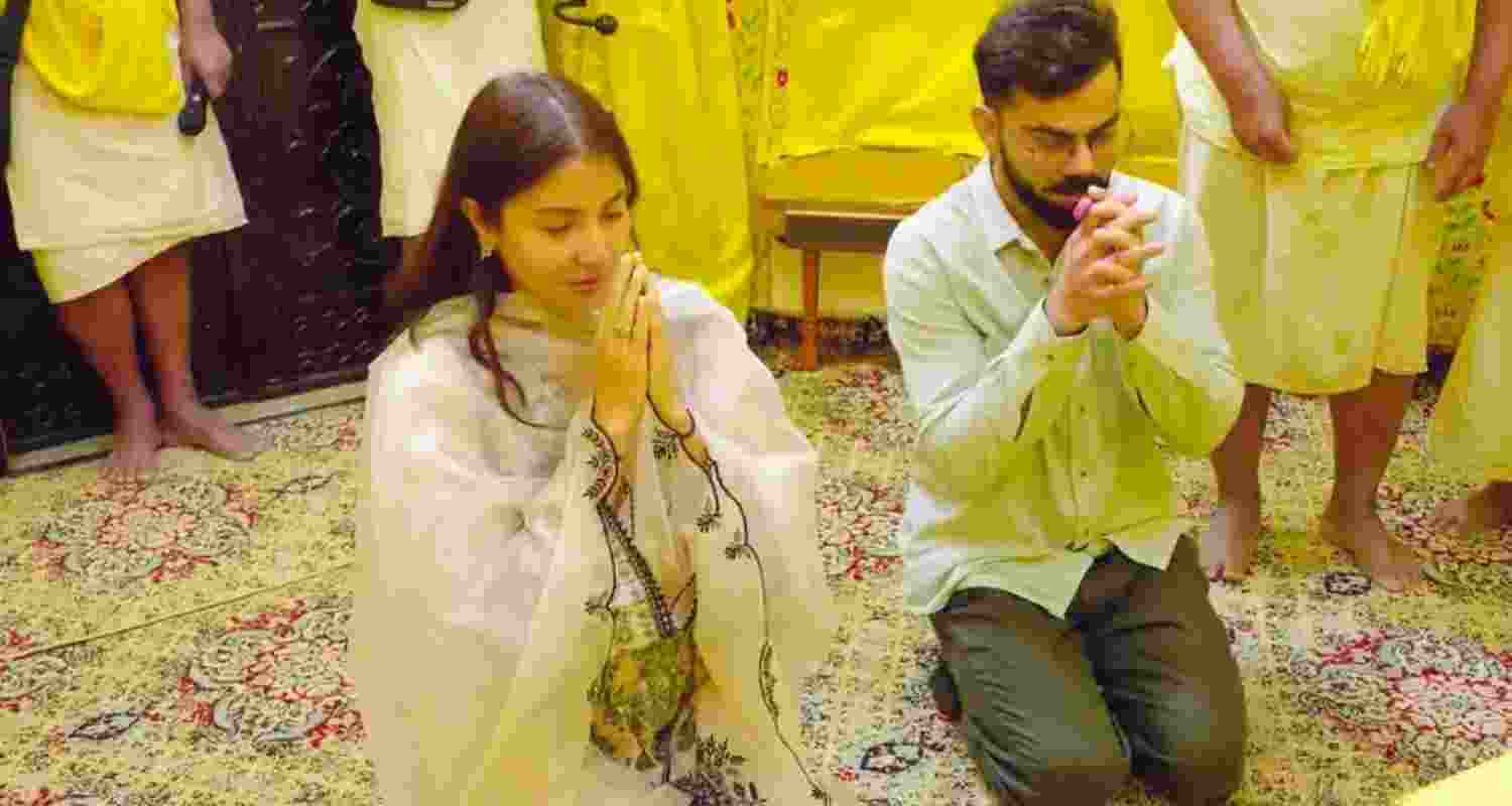 Virat Kohli and Anushka Sharma in Vrindavan. Virat Kohli and Anushka Sharma in Vrindavan.