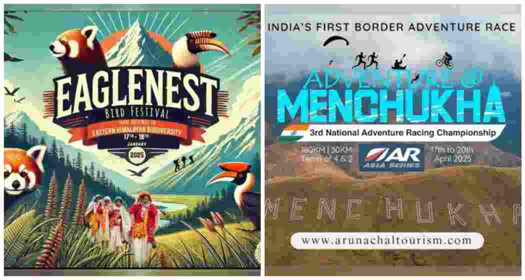Posters of the 'Eaglenest Bird Festival' and 'National Adventure Racing Championship'. Posters of the 'Eaglenest Bird Festival' and 'National Adventure Racing Championship'.