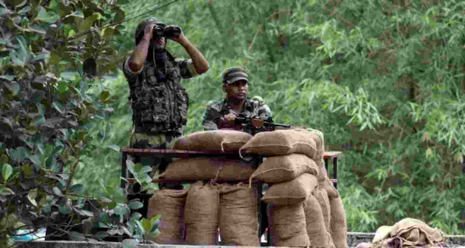 BSF jawans at an outpost.  BSF jawans at an outpost.
