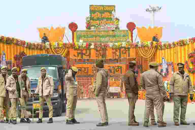 With the anticipation of lakhs of devotees flocking to Ayodhya for Lord Ram's darshan during Ram Navami, the first following the consecration of Ram Lalla in his majestic temple, the Uttar Pradesh government is intensifying security measures in and around Ayodhya. With the anticipation of lakhs of devotees flocking to Ayodhya for Lord Ram's darshan during Ram Navami, the first following the consecration of Ram Lalla in his majestic temple, the Uttar Pradesh government is intensifying security measures in and around Ayodhya.