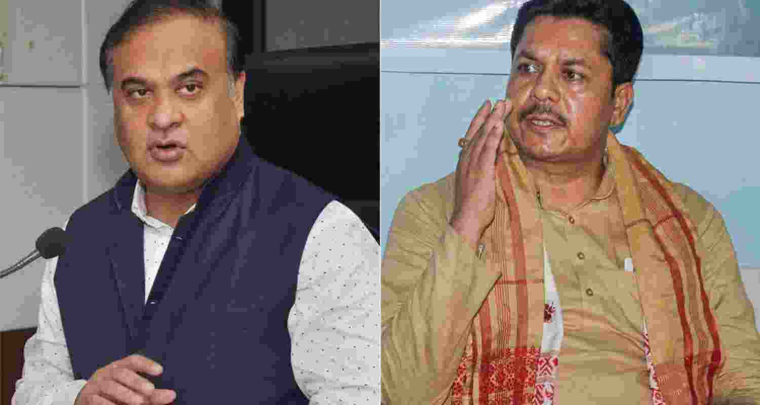 Assam Chief Minister Himanta Biswa Sarma, Assam Congress Chief Bhupen Borah Assam Chief Minister Himanta Biswa Sarma, Assam Congress Chief Bhupen Borah