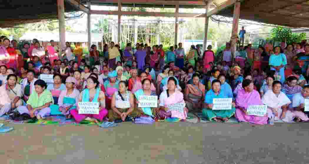 Meira Paibi activist protesting the replacement of 5/9 Gorkha Regiment by Assam Rifles in Manipur's Bishnupur. Meira Paibi activist protesting the replacement of 5/9 Gorkha Regiment by Assam Rifles in Manipur's Bishnupur.
