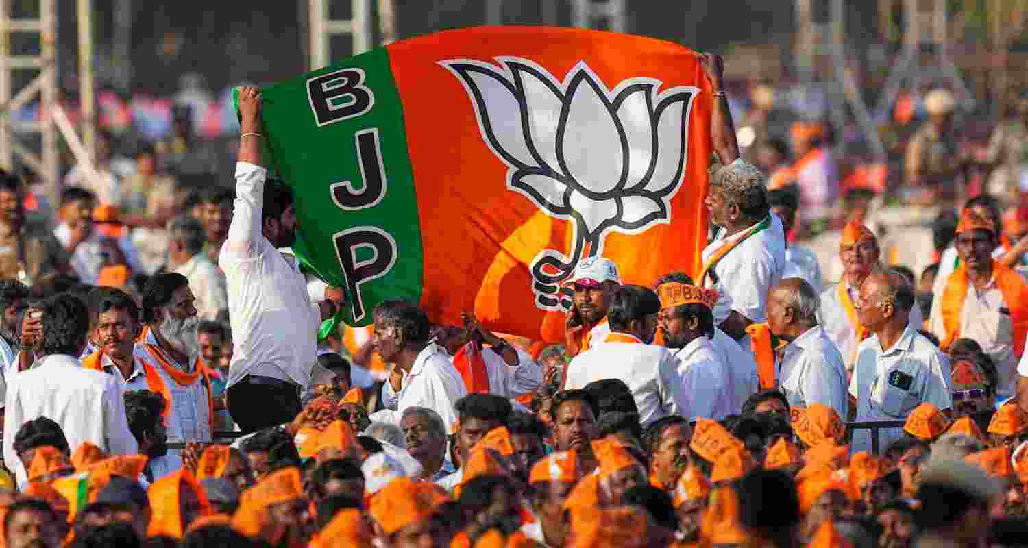 An image of a Bharatiya Janata Party's gathering in Chennai. An image of a Bharatiya Janata Party's gathering in Chennai.