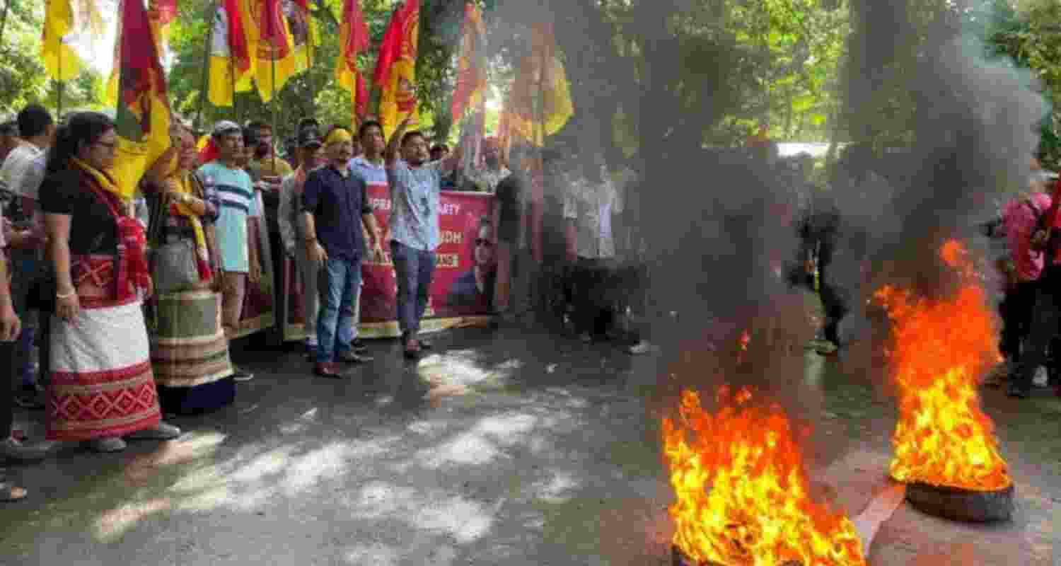 Tipra Motha Party activists voicing their demands. Representational Image. Tipra Motha Party activists voicing their demands. Representational Image.