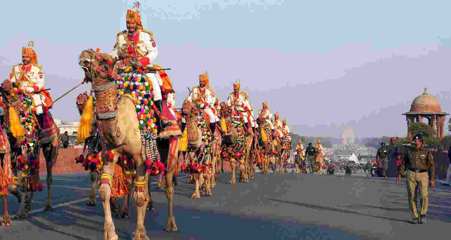 Camel mounted regiment, BSF, India, Beating retreat, Republic Day, Indian army Camel mounted regiment, BSF, India, Beating retreat, Republic Day, Indian army