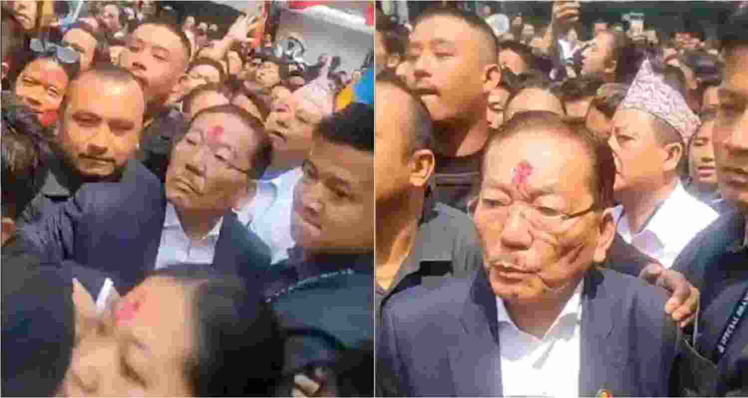 The picture depicts Chamling campaigning amid a crowd approaching the vicinity. The picture depicts Chamling campaigning amid a crowd approaching the vicinity.