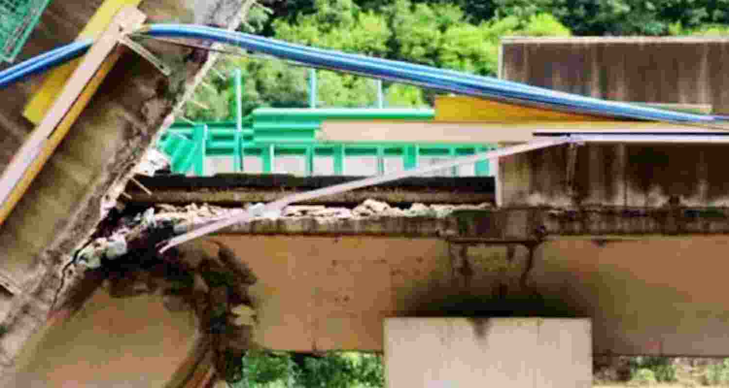 Highway bridge collapsed in China.  Highway bridge collapsed in China.