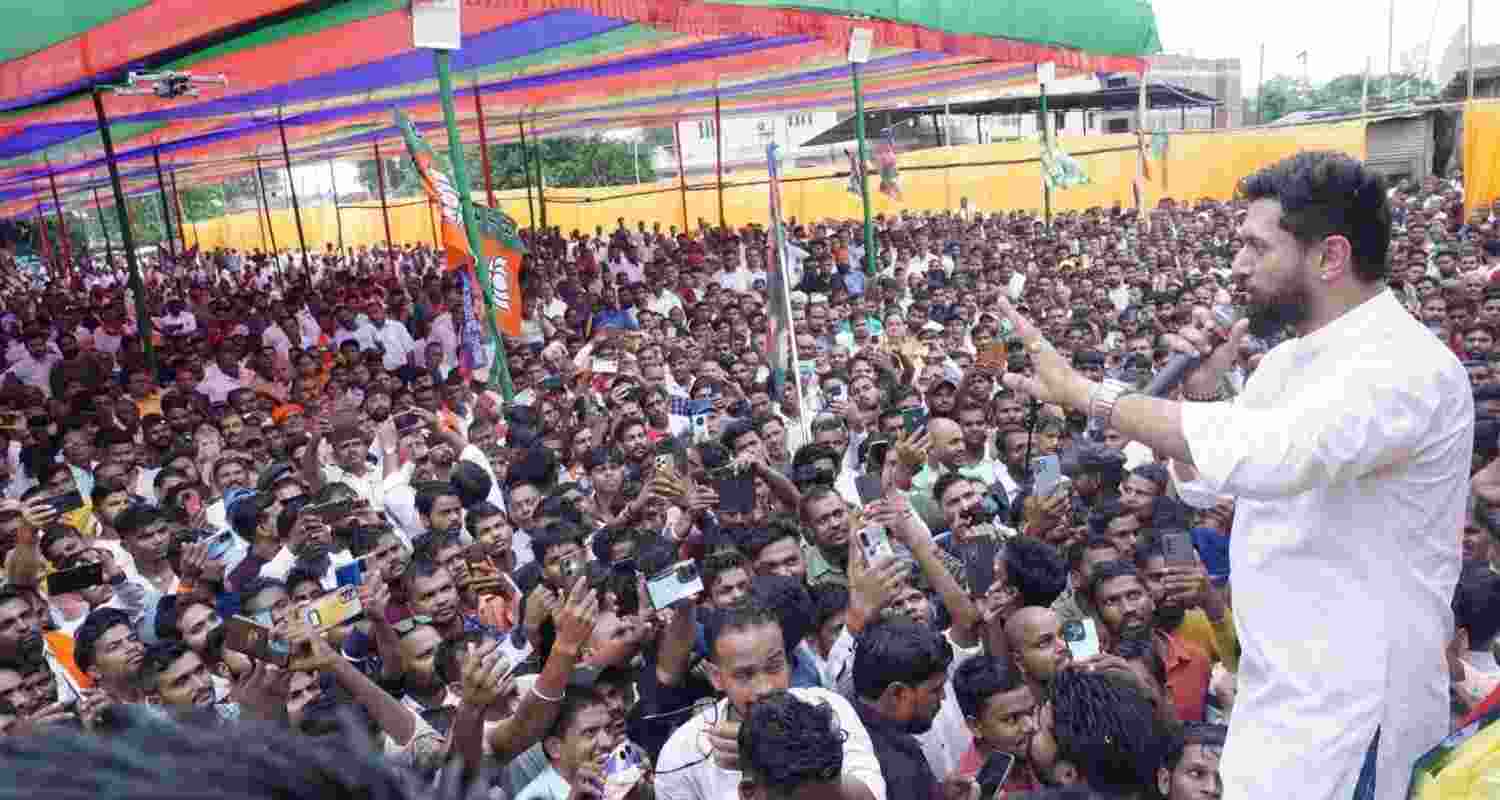 LJP leader Chirag Paswan addresses people during the nomination rally of Janardan Paswan in Chatra on Thursday.     LJP leader Chirag Paswan addresses people during the nomination rally of Janardan Paswan in Chatra on Thursday.