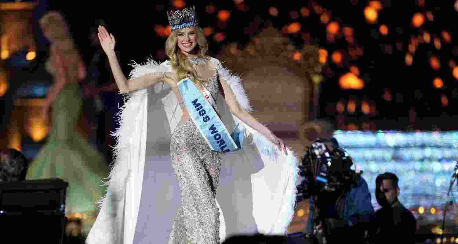 Czech Republic's Krystyna Pyszkova takes a victory walk on the runway. Czech Republic's Krystyna Pyszkova takes a victory walk on the runway.