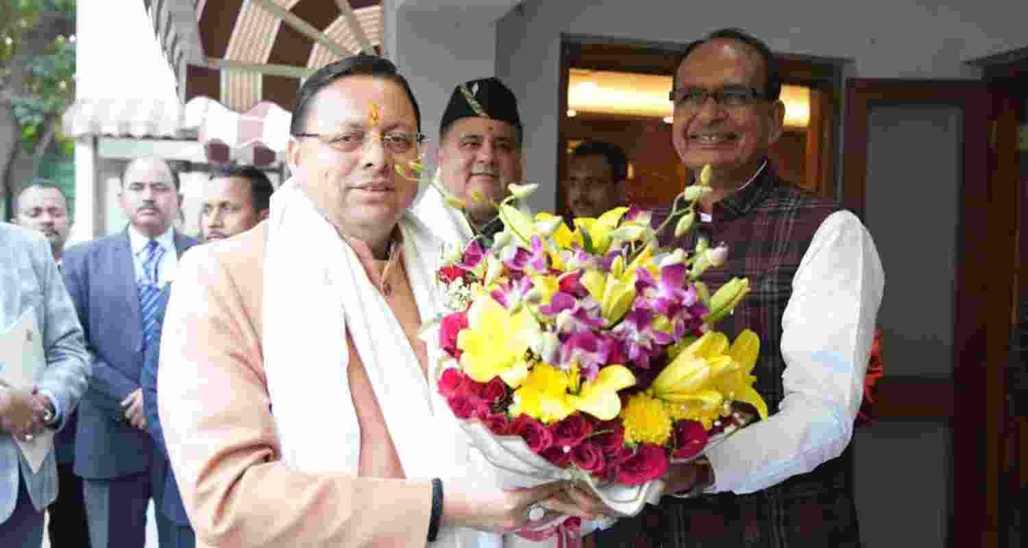 Uttarakhand CM Pushkar Singh Dhami meets Union Minister Shivraj Singh Chouhan. Uttarakhand CM Pushkar Singh Dhami meets Union Minister Shivraj Singh Chouhan.