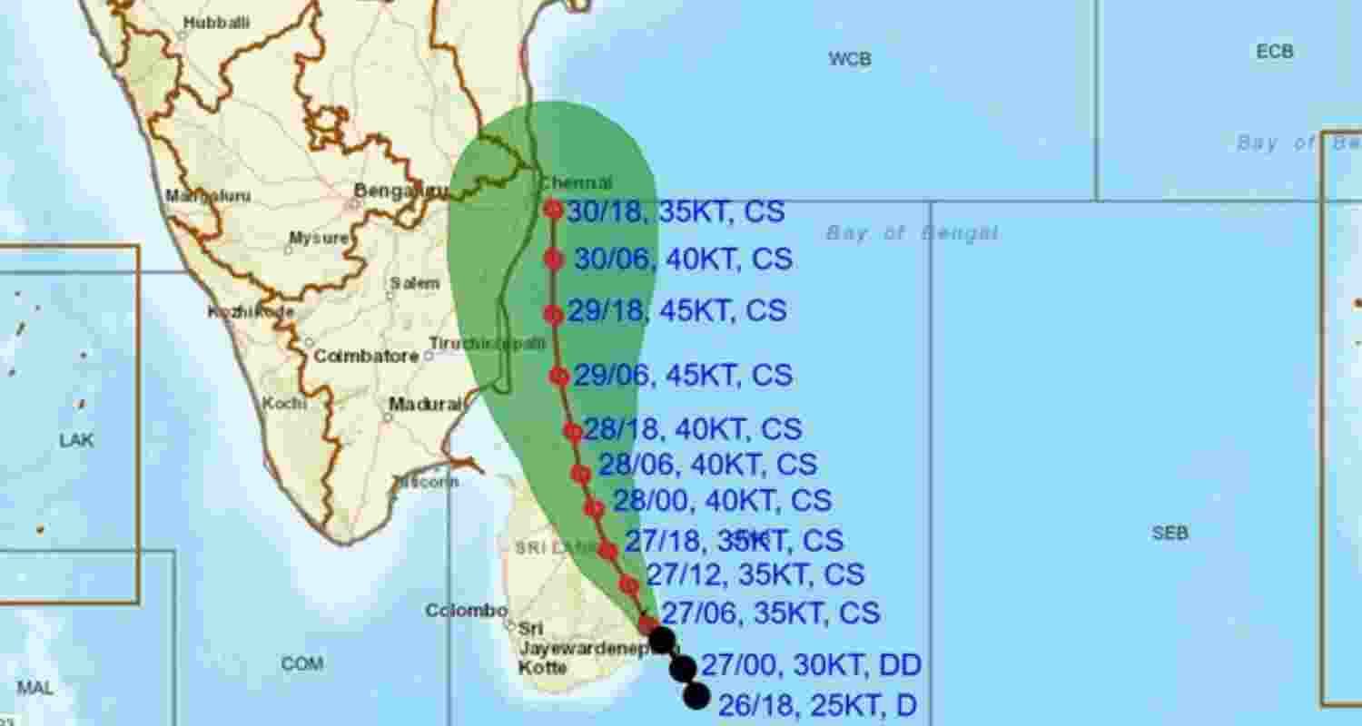 Heavy rainfall is likely over north Tamil Nadu on December 1 and across coastal Andhra Pradesh, Yanam, and Rayalaseema until December 2. Heavy rainfall is likely over north Tamil Nadu on December 1 and across coastal Andhra Pradesh, Yanam, and Rayalaseema until December 2.