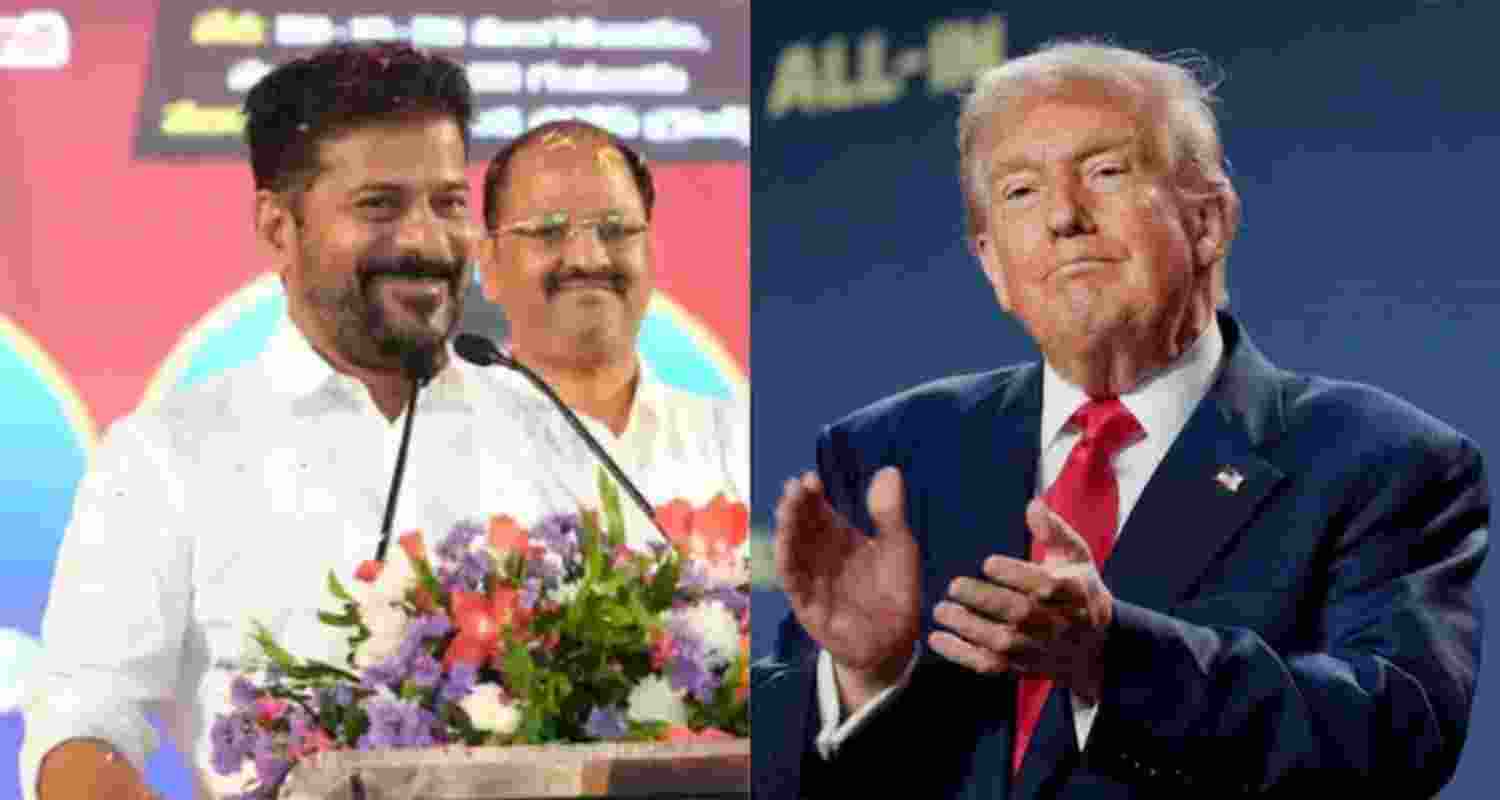 Telangana Chief Minister A Revanth Reddy (left) and US President Donald Trump. Telangana Chief Minister A Revanth Reddy (left) and US President Donald Trump.
